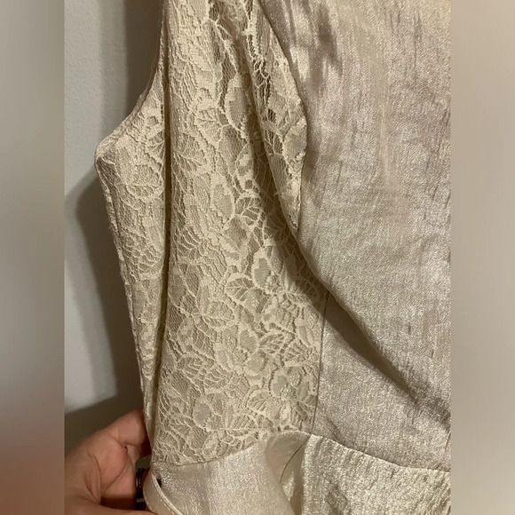 London Times‎ Sleeveless Belted Peplum Dress Champagne Womens size 10 - Picture 5 of 13